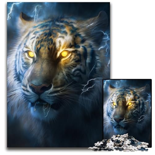 1000-teiliges Puzzle für Erwachsene „Magic Tiger“ aus Pappe, interaktives Familienspiel, Denksportaufgabe, Lernspielzeug, 26x38cm/10,23x14,96 Zoll von RZFWJL