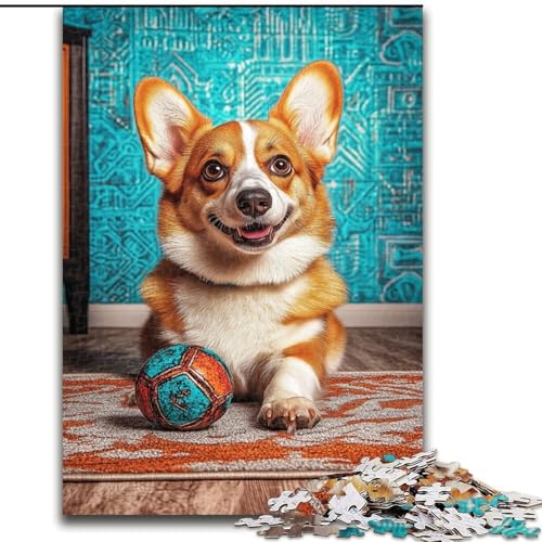 1000-teiliges Puzzle für Erwachsene Happy Corgi, Lernspiele, Heimdekoration ganze Familie (Größe 50x75cm) von RZFWJL
