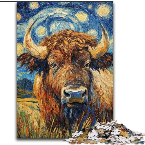 1000-teiliges Puzzle für Erwachsene und Jugendliche, Aquarell-Yak, entspannendes intellektuelles Lernspielzeug, Geburtstagsgeschenk (Größe 26x38cm) von RZFWJL