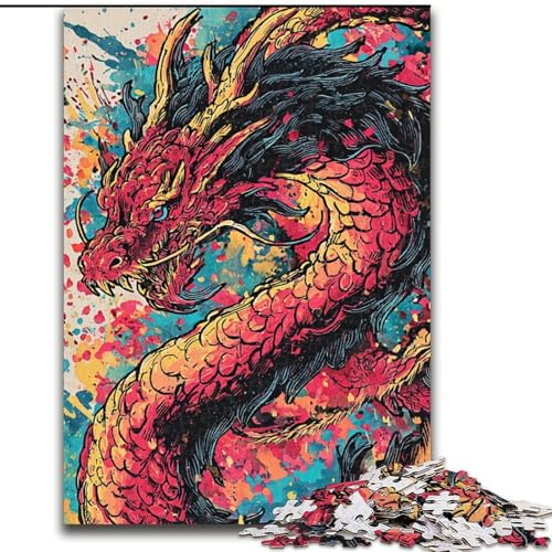 1000-teiliges Puzzle für Erwachsene und Jugendliche, Aquarelldrache, Lernspielzeug für Kinder ab 14 Jahren, ganze Familie (Größe 50x75cm) von RZFWJL