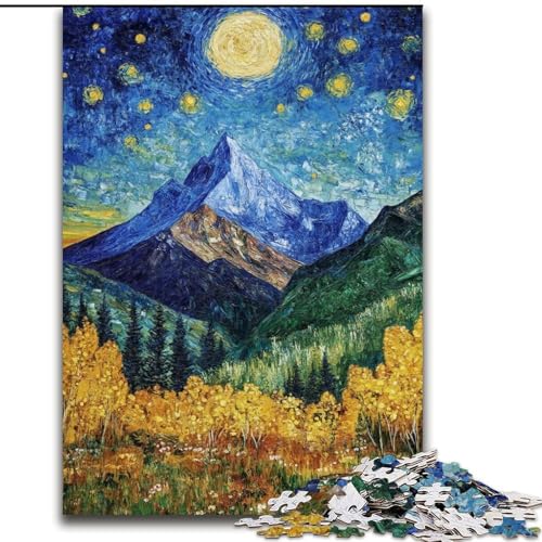 1000-teiliges Puzzle für Erwachsene und Jugendliche, Berggemälde von Van Gogh, lustige Spiele für die ganze Familie, ganze Familie (Größe 26x38cm) von RZFWJL
