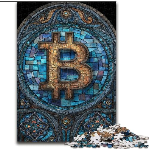 1000-teiliges Puzzle für Erwachsene und Jugendliche, Buntglas-Bitcoin, trainieren Sie Ihr Gehirn und Ihre Hände, einzigartige Geburtstags- und Geschenkideen für Kinder ab 14 Jahren (Größe 50x75cm) von RZFWJL
