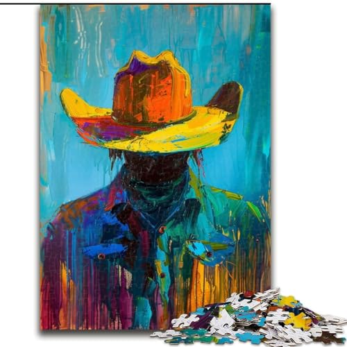 1000-teiliges Puzzle für Erwachsene und Jugendliche, Cowboyhut, Spiele, Spielzeug, Geschenk, einzigartige Geburtstags- und Geschenkideen für Kinder ab 14 Jahren (Größe 50x75cm) von RZFWJL