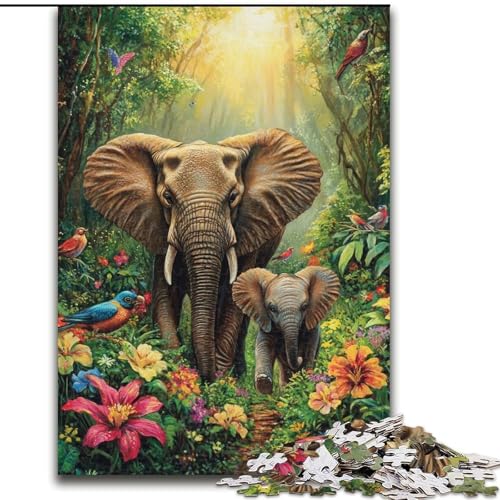 1000-teiliges Puzzle für Erwachsene und Jugendliche, Dschungelelefant, Lernspielzeug für Kinder ab 14 Jahren, ganze Familie (Größe 50x75cm) von RZFWJL
