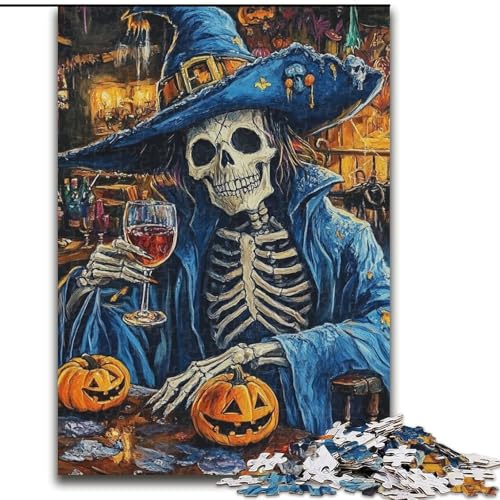 1000-teiliges Puzzle für Erwachsene und Jugendliche, Halloween-Skelett, hilft dem Gehirn, süchtig machendes Spielzeug zu trainieren, um Geduld zu fördern, perfekte Dekoration (Größe 26x38cm) von RZFWJL