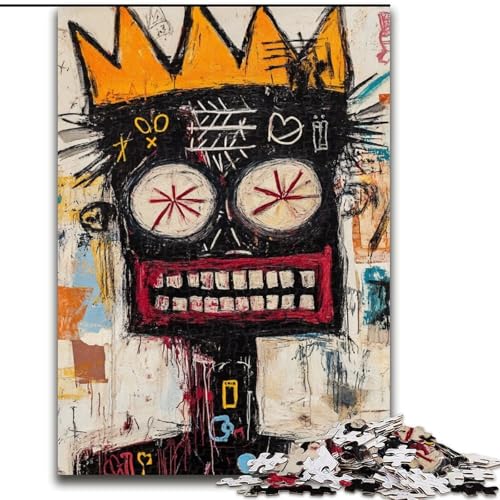 1000-teiliges Puzzle für Erwachsene und Jugendliche, König im Basquiat-Stil, entspannendes intellektuelles Lernspielzeug, Geburtstagsgeschenk (Größe 50x75cm) von RZFWJL