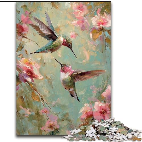 1000-teiliges Puzzle für Erwachsene und Jugendliche, Kolibri-Ölgemälde, entspannendes intellektuelles Lernspielzeug, Geburtstagsgeschenk (Größe 50x75cm) von RZFWJL