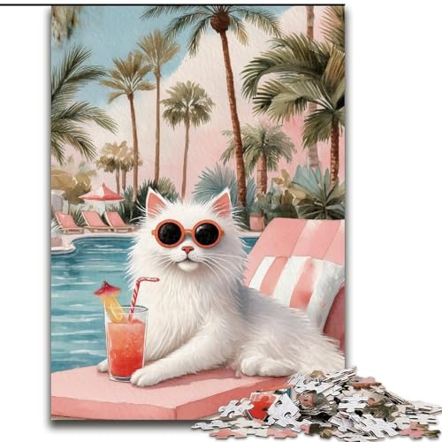 1000-teiliges Puzzle für Erwachsene und Jugendliche, Kunstkatze, Lernspielzeug für Erwachsene und Jugendliche ab 14 Jahren, ganze Familie (Größe 50x75cm) von RZFWJL