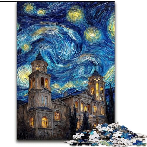 1000-teiliges Puzzle für Erwachsene und Jugendliche, Nachthimmelschloss, Spiele, Spielzeug, Geschenk, einzigartige Geburtstags- und Geschenkideen für Kinder ab 14 Jahren (Größe 26x38cm) von RZFWJL