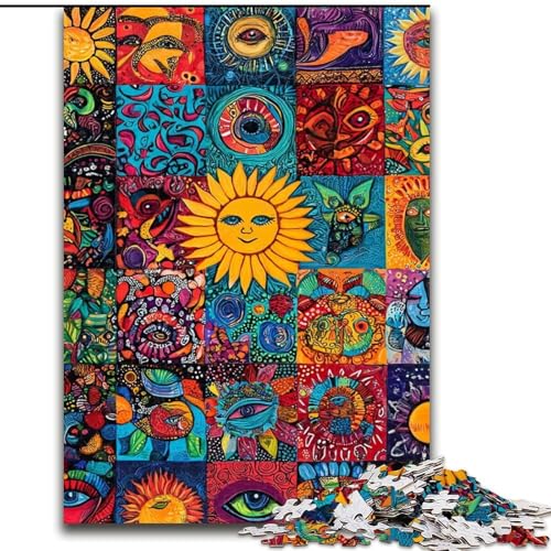 1000-teiliges Puzzle für Erwachsene und Jugendliche, Sonnenlächelnde Collage, Lernspielzeug für und ab 14 Jahren, ganze Familie (Größe 50x75cm) von RZFWJL