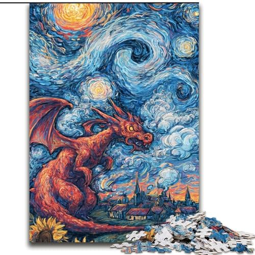 1000-teiliges Puzzle für Erwachsene und Jugendliche, Sternenhimmel-Drache, trainieren Sie Ihr Gehirn und Ihre Hände, einzigartige Geburtstags- und Geschenkideen für Kinder ab 14 Jahren (Größe 26x38cm) von RZFWJL