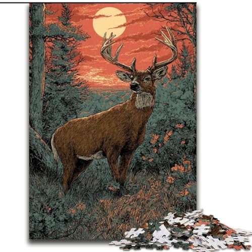 1000-teiliges Puzzle für Erwachsene und Jugendliche, Tierhirsch, Spiele, Spielzeug, Geschenk, einzigartige Geburtstags- und Geschenkideen für Kinder ab 14 Jahren (Größe 50x75cm) von RZFWJL