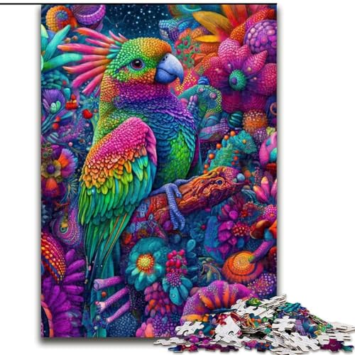 1000-teiliges Puzzle für Erwachsene und Jugendliche, Tierpapagei, Lernspielzeug für Erwachsene und Jugendliche, ganze Familie ab 14 Jahren (Größe 50x75cm) von RZFWJL