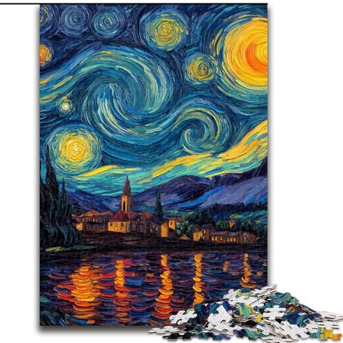 1000-teiliges Puzzle für Erwachsene und Jugendliche, Van Goghs Nachthimmel, Staycation Kill Time, perfekte Dekoration für 14+ (Größe 26x38cm) von RZFWJL