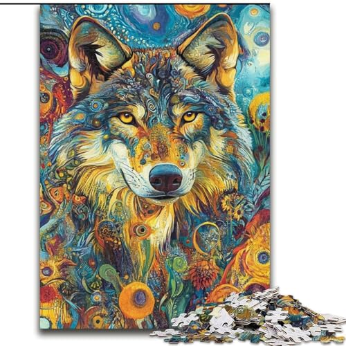 1000-teiliges Puzzle für Erwachsene und Jugendliche, Wolfskunst, Lernspielzeug für Kinder ab 14 Jahren, ganze Familie (Größe 50x75cm) von RZFWJL