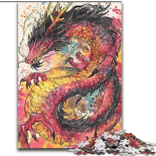 1000-teiliges Puzzle für Erwachsene und Jugendliche, chinesischer Drache, hilft dem Gehirn, süchtig machendes Spielzeug zu trainieren, um Geduld zu fördern, perfekte Dekoration (Größe 26x38cm) von RZFWJL