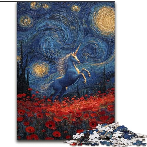 1000-teiliges Puzzle für Erwachsene und Jugendliche, geheimnisvolles Einhorn, lehrreich ganze Familie (Größe 50x75cm) von RZFWJL