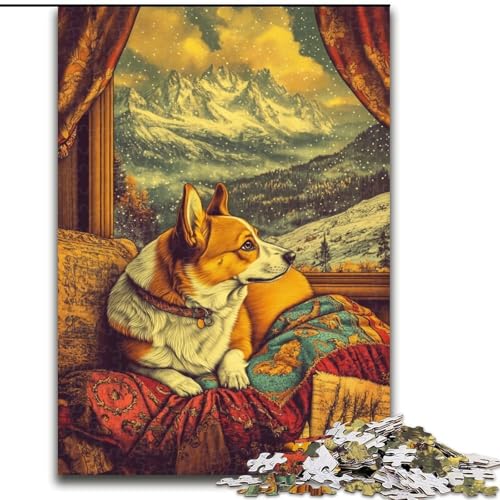 1000-teiliges Puzzle für Erwachsene und Jugendliche Happy Corgi, Lernspielzeug für und ab 14 Jahren, ganze Familie (Größe 50x75cm) von RZFWJL