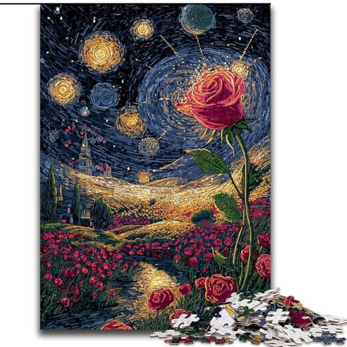 1000-teiliges Puzzle für Erwachsene und Jugendliche Psychedelic Rose, Lernspielzeug für Kinder ab 14 Jahren, ganze Familie (Größe 26x38cm) von RZFWJL