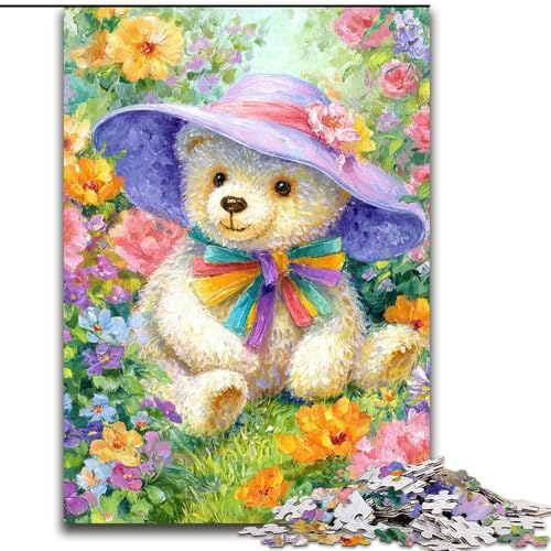 1000-teiliges Puzzle für Jugendliche und Erwachsene, Blumen-Teddybär, Lernspielzeug für Kinder ab 14 Jahren, ganze Familie (Größe 26x38cm) von RZFWJL