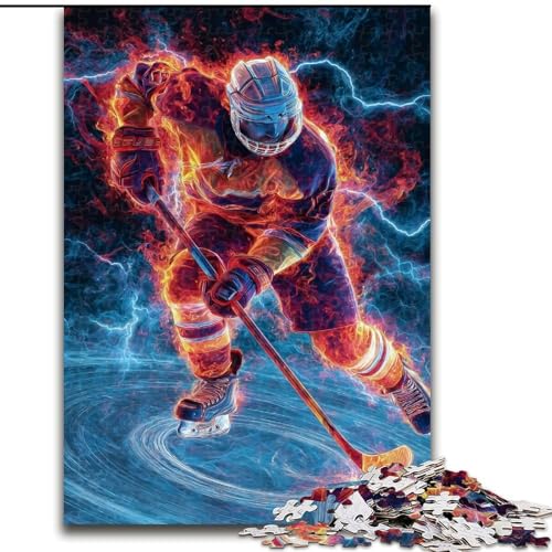 1000-teiliges Puzzle für Jugendliche und Erwachsene, Eishockeysport, Lernspielzeug für Kinder ab 14 Jahren, ganze Familie (Größe 50x75cm) von RZFWJL