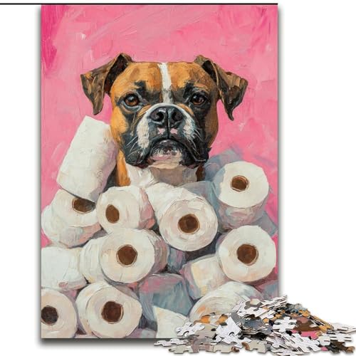 1000-teiliges Puzzle für Jugendliche und Erwachsene, Hunde und Toilettenpapier, Lernspielzeug für Kinder ab 14 Jahren, ganze Familie (Größe 50x75cm) von RZFWJL