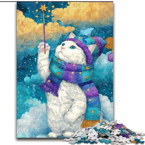 1000-teiliges Puzzle für Jugendliche und Erwachsene, Kätzchen-Zauberer, Lernspielzeug für Kinder ab 14 Jahren, ganze Familie (Größe 26x38cm) von RZFWJL