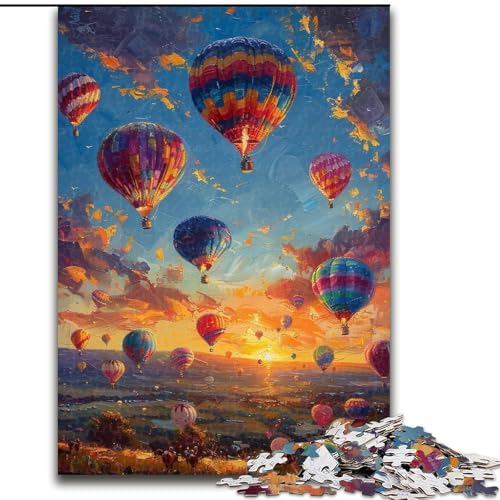 1000-teiliges Puzzle für Jugendliche und Erwachsene, Ölgemälde mit Heißluftballon, Lernspielzeug für Kinder ab 14 Jahren, ganze Familie (Größe 26x38cm) von RZFWJL