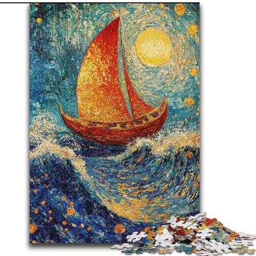 1000-teiliges Puzzle für Jugendliche und Erwachsene, Ölgemälde mit Segelbooten, Lernspielzeug für Kinder ab 14 Jahren, ganze Familie (Größe 50x75cm) von RZFWJL
