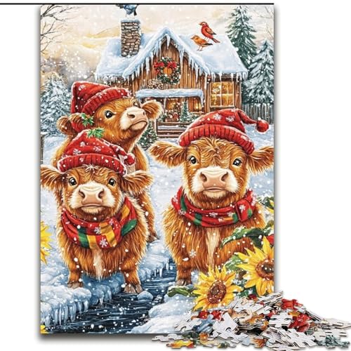 1000-teiliges Puzzle für Jugendliche und Erwachsene, Weihnachtsyak, Lernspielzeug für Kinder ab 14 Jahren, ganze Familie (Größe 26x38cm) von RZFWJL
