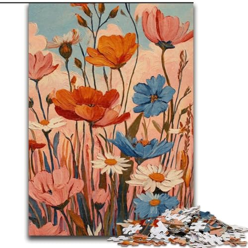 1000-teiliges Puzzle für Jugendliche und Erwachsene, Wildblumen-Sommer, Lernspielzeug für Kinder ab 14 Jahren, ganze Familie (Größe 26x38cm) von RZFWJL