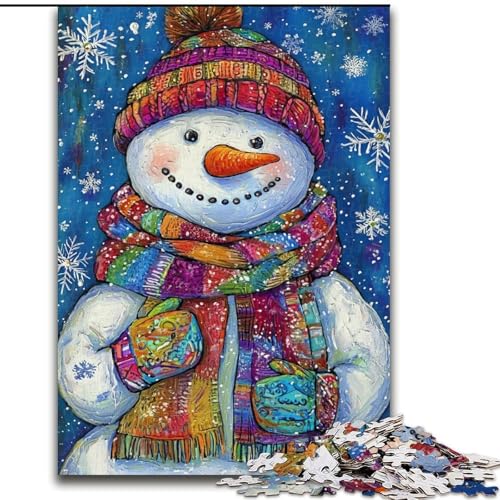 1000-teiliges Puzzle für Jugendliche und Erwachsene, Winter-Schneemann, Lernspielzeug für Kinder ab 14 Jahren, ganze Familie (Größe 50x75cm) von RZFWJL