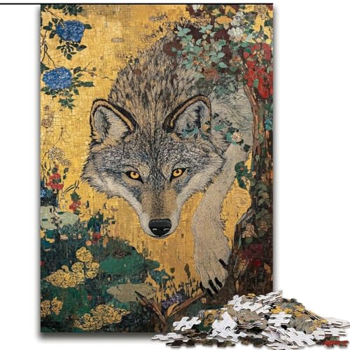 1000-teiliges Puzzle für Jugendliche und Erwachsene, Wolfskunst, Lernspielzeug für Kinder ab 14 Jahren, ganze Familie (Größe 26x38cm) von RZFWJL