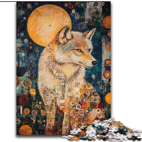 1000-teiliges Puzzle für Jugendliche und Erwachsene, Wolfskunst, Lernspielzeug für Kinder ab 14 Jahren, ganze Familie (Größe 26x38cm) von RZFWJL