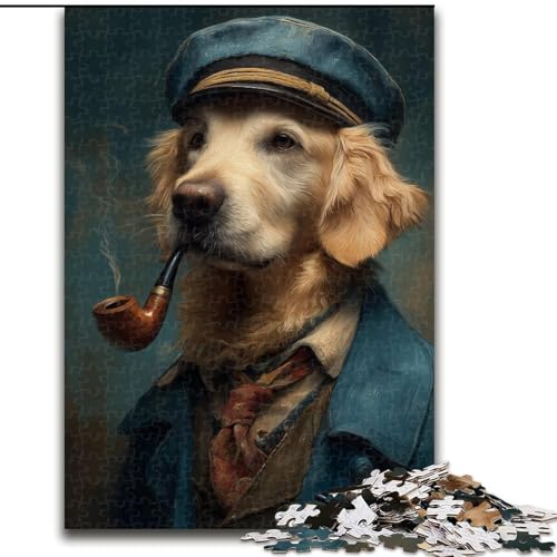 1000-teiliges Puzzle für Teenager, Geschenke Golden Retriever Detective, für Lernspiele, Herausforderungsspielzeug, verbessert das Gedächtnis für 14-Jährige (Größe 26x38cm) von RZFWJL