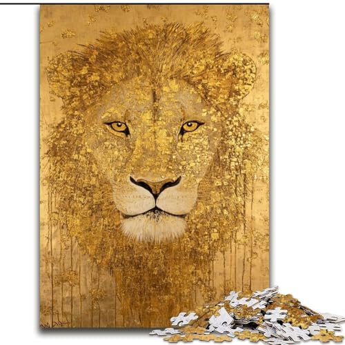 1000-teiliges Puzzle für Teenager, Löwenkunst, Dekomprimierendes intellektuelles Lernspielzeug, Geburtstagsgeschenk (Größe 26x38cm) von RZFWJL