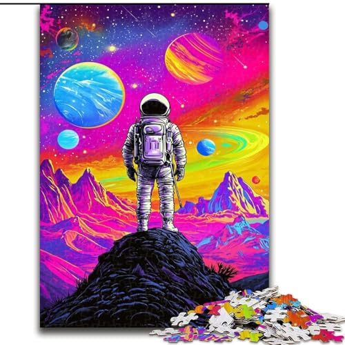 1000-teiliges Puzzle für Teenager, Psychedelischer Rauchastronaut, dekomprimierendes intellektuelles Lernspielzeug, Geburtstagsgeschenk, Geschenke (Größe 50x75cm) von RZFWJL