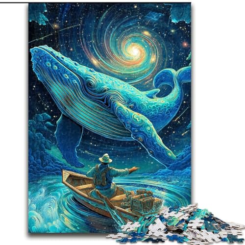 1000-teiliges Puzzle für Teenager, Psychedelischer Wal, dekomprimierendes intellektuelles Lernspielzeug, Geburtstagsgeschenk, Geschenke (Größe 50x75cm) von RZFWJL