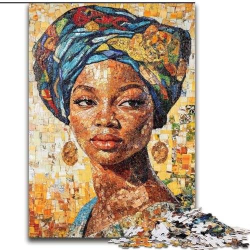 1000-teiliges Puzzle für Teenager, afrikanische Frau, dekomprimierendes intellektuelles Lernspielzeug, Geburtstagsgeschenk, Geschenke (Größe 26x38cm) von RZFWJL