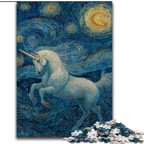 1000-teiliges Puzzle für Teenager, geheimnisvolles Einhorn, Lernspielzeug, Familienspiele, einzigartige Geburtstags- und Geschenkideen (Größe 26x38cm) von RZFWJL