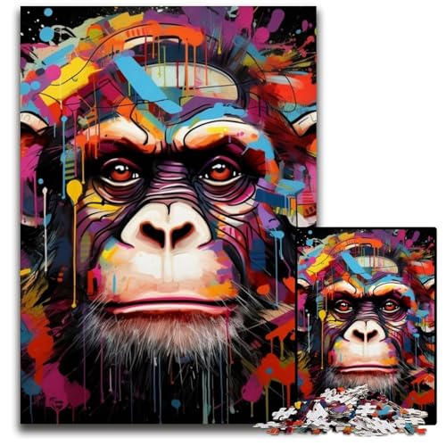 1000-teiliges Puzzle mit Affen-Graffiti-Motiv, Kartonpuzzle, pädagogisches Denkspiel, künstlerische Heim- und Bürodekoration, ab 14 Jahren, 26x38cm/10,23x14,96 Zoll von RZFWJL