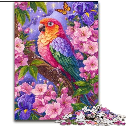 1000-teiliges Puzzle mit Blumen und Papageien, Spielspielzeug, jedes Teil ist einzigartig – anspruchsvolles Familienspiel für Kinder ab 14 Jahren (Größe 26x38cm) von RZFWJL