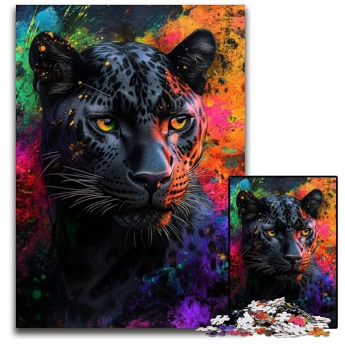 1000-teiliges Puzzle mit Fantasie-Leoparden-Motiv, Kartonpuzzle, pädagogisches Denkspiel, künstlerische Heim- und Bürodekoration, ab 14 Jahren, 26x38cm/10,23x14,96 Zoll von RZFWJL