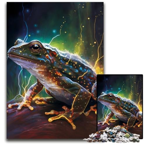 1000-teiliges Puzzle mit Fantasiefrosch-Motiv, Holzpuzzle, pädagogisches Denkspiel, künstlerische Heim- und Bürodekoration, ab 14 Jahren, 50x75cm/19,68x29,52 Zoll von RZFWJL
