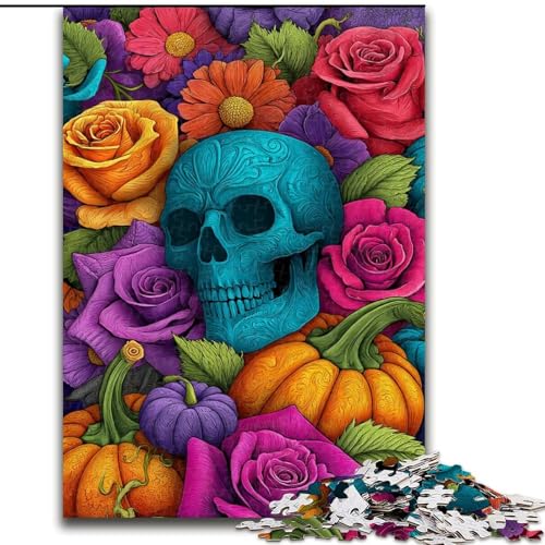 1000-teiliges Puzzle mit Kürbisskelett, Dekomprimierendes intellektuelles Lernspielzeug, Geburtstagsgeschenk, Geschenke, Wandkunst (Größe 50x75cm) von RZFWJL