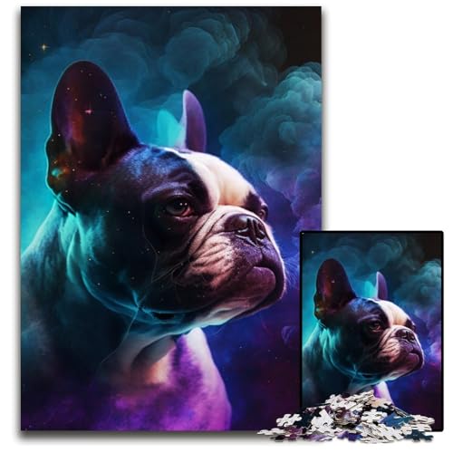 1000-teiliges Puzzle mit französischer Bulldogge, Nebel, Holzpuzzle, pädagogisches Denkspiel, künstlerische Heim- und Bürodekoration, ab 14 Jahren, 50x75cm/19,68x29,52 Zoll 1000-teiliges Puzzle mit französischer Bulldogge, Nebel, Holzpuzzle, pädagogisches Denkspiel, künstlerische Heim- und Bürodekoration, ab 14 Jahren, 50x75cm/19,68x29,52 Zoll von RZFWJL