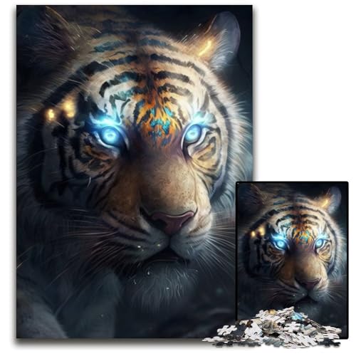 1000-teiliges Tiger-Puzzle aus Pappe, pädagogisches Denkspiel, künstlerische Heim- und Bürodekoration, ab 14 Jahren, 26x38cm/10,23x14,96 Zoll 1000-teiliges Tiger-Puzzle aus Pappe, pädagogisches Denkspiel, künstlerische Heim- und Bürodekoration, ab 14 Jahren, 26x38cm/10,23x14,96 Zoll von RZFWJL