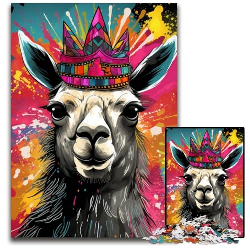 Alpaka mit Krone Puzzle für Erwachsene, 1000-teiliges Puzzle für Erwachsene, anspruchsvolles Denkspiel für Teenager, unterhaltsames interaktives Spiel für die ganze Familie, 26x38cm/10,23x14,96 Zoll Alpaka mit Krone Puzzle für Erwachsene, 1000-teiliges Puzzle für Erwachsene, anspruchsvolles Denkspiel für Teenager, unterhaltsames interaktives Spiel für die ganze Familie, 26x38cm/10,23x14,96 Zoll von RZFWJL