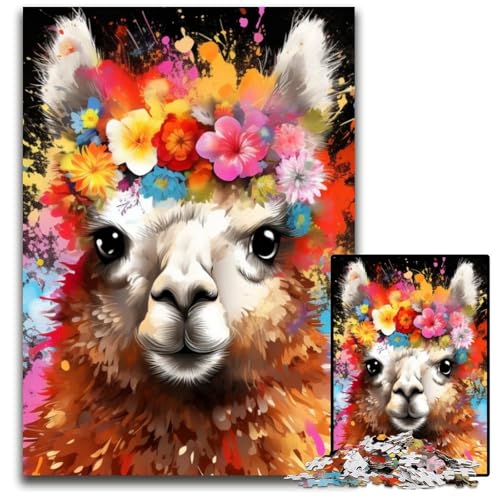 Alpaka trägt Blumen Puzzle für 1000 Teile Puzzles Gehirn-Herausforderung Geschenk, pädagogische Aktivität für Teenager 26x38cm/10,23x14,96 Zoll Alpaka trägt Blumen Puzzle für 1000 Teile Puzzles Gehirn-Herausforderung Geschenk, pädagogische Aktivität für Teenager 26x38cm/10,23x14,96 Zoll von RZFWJL