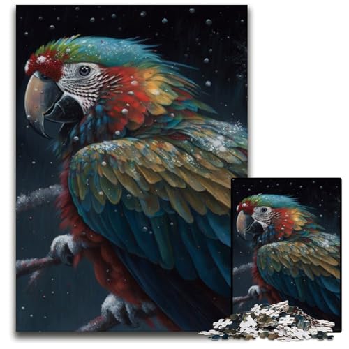 Art Parrot Puzzle für Erwachsene, 1000 Teile, Holzpuzzle, anspruchsvolles Denkspiel für Teenager, unterhaltsames interaktives Spiel für die ganze Familie, 50x75cm/19,68x29,52 Zoll von RZFWJL